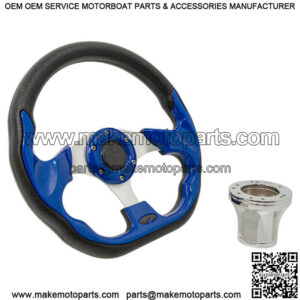 Club Car Precedent Golf Cart Blue Racer 12.5 Steering Wheel With Chrome Adapter