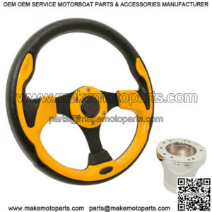 Club Car DS 1982-Up Golf Cart Yellow Rally 12.5 Steering Wheel & Chrome Adapter