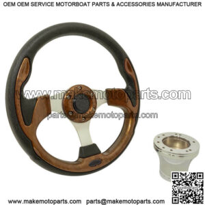 Club Car Precedent Golf Cart Woodgrain 12.5" Steering Wheel & Chrome Adapter Kit