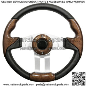 Aviator 5 Golf Cart Steering Wheel (Woodgrain Grip/Brushed Aluminum Spokes)
