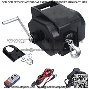 Cygrd Portable Trailer Winch, Reversible Electric Winch 12V DC, Power-in, Power-out and Freewheel Operations for Boats 2000 lbs with Wireless Remote Control and Hand Crank