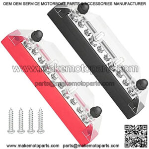 Power Distribution Block, VonSom 150Amp Battery Bus Bar Block 4 x M6 Studs 6 x M4 Terminal Screw for Caravan RV Car Boat Marine Auto Trailer, 2 Pack Positive & Negative