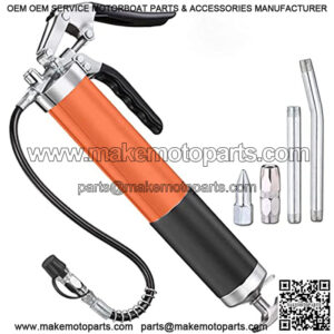 Grease Gun, Pistol Grip Grease Gun Set with 18 Inch Flex Hose, Heavy Duty Steel Barrel, 2 Reinforced Coupler Included, 7000PSI
