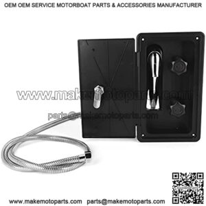 1 Set RV Exterior Shower Box, Durable ABSStainless Steel Waterproof Dual Valve with Lock Keys for RVs Yachts Vehicles RV Parts and Accessories