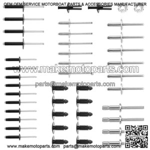 Complete Body Rivet Kit for EZGO TXT 1996-up Models, 42 PCS Aluminum Rivets, Stainless Steel Rivets & Plastic Ratchet Fastener, 2 PCS Nameplate Nuts