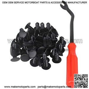 50Pcs Golf Cart Tree Rivets Clips and One Plastic Fastener Remover Universal Fit Electric/Gas Yamaha Golf Cart X-Mas Club Car EZGO TXT RXV Tree Rivets Clips Replace# 1010434