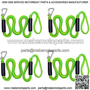 Dirtech Bungee Boat Dock Lines with Hook 4 Feet Green Dockline Mooring Rope Boat Accessories Docking Lines PWC Shock Cords for Boats Kayak, Jet Ski, Pontoon, Canoe, Power Boat