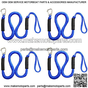 Blue Bungee Boat Dock Lines with Hook 4 Feet Dockline Mooring Rope Boat Accessories Docking Lines PWC Shock Cords for Boats Kayak, Jet Ski, Canoe, Power Boat Wave Runner, SeaDoo, Watercraft 4pcs