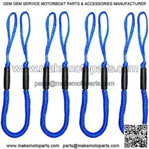4pcs Bungee Boat Dock Lines 4 Feet Blue Dockline Mooring Rope Boat Accessories Docking Lines PWC Shock Cords for Boats Kayak, Jet Ski, Pontoon, Canoe, Power Boat Wave Runner, Sea Doo, Watercraft