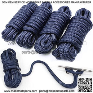 4 Pack 1/2?? X 15?? Dock Lines|Marine-Grade Double-Braided Nylon Dock Line with 12?? Eyelet.Hi-Performance Boat Rope Mooring Rope Dock Line