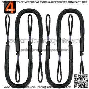 Boat Bungee Dock Lines Dock Rope Mooring Line Boat Accessories Docking Ropes PWC Dock Ties for Boats Pontoon, Jet Ski, SeaDoo, WaveRunner, Kayak, 4-Pack