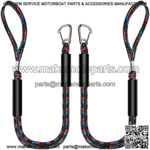 Bungee Dock Lines, Boat Dock Rope, Jet Ski Accessories with Stainless Clip for for Jet Ski, SeaDoo, Yamaha WaveRunner, Kayak, Pontoon Boat, Dinghy (4 Feet)