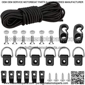 Kayak Deck Rigging Kit - Kayak Bungee Cord with Bungee Cord Hooks Fishing Rigging D-Ring Cord J-Hooks with Screws for Kayak Boat Canoe Outfitting Fishing Camping etc