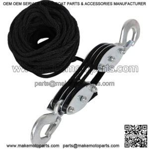 Heavy-Duty 2,000 LB Breaking Strength 50 FT Rope Hoist (Black)