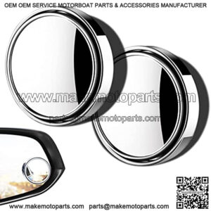 2PCS Adjustable Car Blind Spot Mirrors 2" HD Wide View Angle Vehicle Side Rear View Round Convex Mirror with Frame for Cars SUV Motorcycles Bicycles Trucks Boats (Silver)