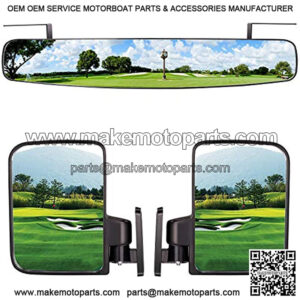 Newest Golf Cart Mirrors Contains Folding Side Mirrors and Rear View Mirror Universal for Club Car DS Precedent/EZGO TXT RXV/Yamaha
