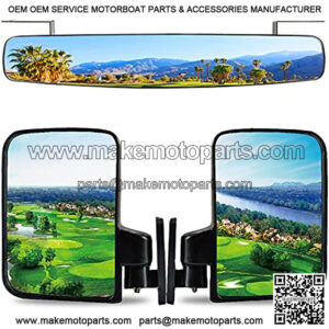 Golf Cart Rear View Mirror & Folding Side Mirror for EZGO/Club Car/Yamaha