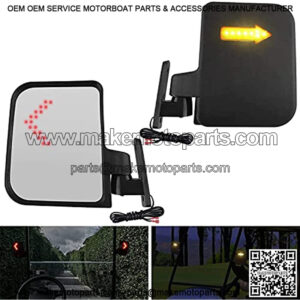 Golf Cart Mirror 2 Sides Left/Right with LED Arrow Direction Signal Light Golf Cart Rear View for EZGO Clubcar Yamaha DIY Parts Add-on Accessories