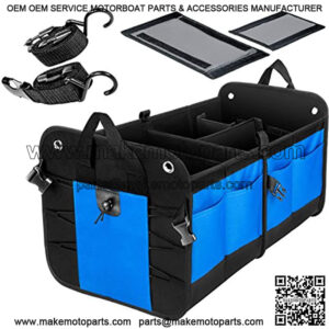 TrunkCratePro Premium Multi Compartments Collapsible Portable Trunk Organizer for auto, SUV, Truck, Minivan (black) (Regular, Blue)