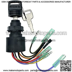 Boat Ignition Switch with Key Replacement for Mercury Mariner Outboard Motor Control Box with 2 Keys 3 Position 6 Wire Connectors - Replace Mercury Ignition Switch 87-17009A2 87-17009A5