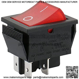 Red Light DPST ON/Off Snap in Boat Rocker Switch 4 Pin 16A/250V UL TUV List 1 Pack