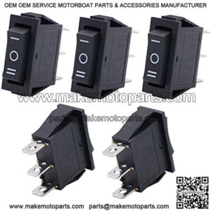 5Pcs Rocker Switch 3 Pins 3 Position ON/Off/ON AC 6A/125V 10A/250V SPDT Car Boat Black Rocker Switch Toggle KCD3-103