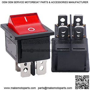 2Pcs Rocker Switch AC 10A/125V 6A/250V DPST 4 Pins 2 Position ON/Off Red LED Light Illuminated Boat KCD4 Rocker Switch Toggle KCD2-201N-R