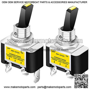 30A Heavy Duty Toggle Rocker Switch ON Off 12V DC with LED Light Car Truck Auto Refit 12mm 0.5 Inch Mounting Hole (Yellow)