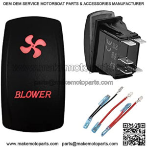 12V 24V Dual RED Led Blower Rocker Switch with Wires 5 PIN ON-Off Laser Etched Blower Switches for Car Boat Motorcycle Truck Trailer Caravan SUV ORV Auto Parts