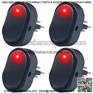 4pcs 12V 30A Rocker Switch Toggle Switch Waterproof Triangle Plug 3 Pin Red LED Light On-Off for Car Truck RV Motorcycle Boat Marine Control ASW-20D-R