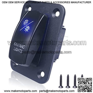 Rocker Switch Panel Aluminum NAV/ANC LIGHTS 20A/12V 10A/24V 7 Pin On/Off/On DPDT Toggle Switch Blue LED Laser With Screw for Car Boat Motorcycle Etc M-077-NAV/ANC-B