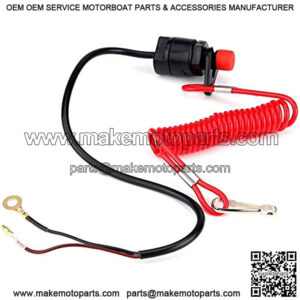 Universal Motorcycle Outboard Lawn Mowers Emergency Engine Kill Stop Button Switch with W/Tether Lanyard Cord