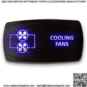 COOLING FANS - Blue - STARK 5-PIN HORIZONTAL Laser Etched LED Rocker Switch Dual Light - 20A 12V ON/OFF
