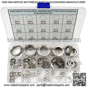 265PCS Metric 304 Stainless Steel C-Clips External Retaining Ring Assortment Kit