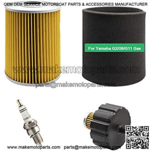 CartClan Air Filter Pre-Filter with Spark Plug Fuel Filter Tune Up kit Replacement for Yamaha G2 G9 G11 Gas Golf Cart