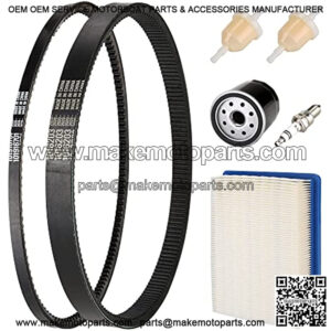 Golf Cart DS Tune Up Kit W/Clutch Drive Belt &Generator Belt fit 1992-2004 Club Car DS Gas Models with FE290,FE350 Kawasaki Motor, Incl. Air & Oil Fuel Filters Spark Plug,OEM 1025582, 101916701
