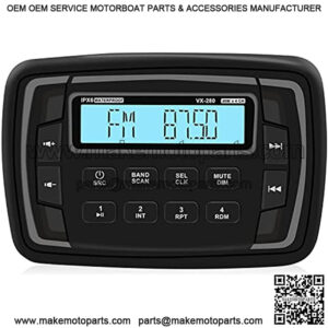VX-280 Waterproof Marine Radio Bluetooth Car Stereo Receivers with AM/FM USB Input for Polaris Ranger XP900 Golf Cart ATV UTV Motorcycle Boat Heavyduty Powersports Car Vehicles Headunit