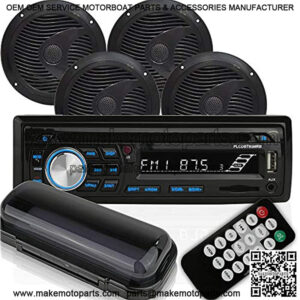 Wireless Bluetooth Marine Audio Stereo-Kit w/ Single DIN Universal Size Radio Receiver,Hands-Free Calling, 6.5' Waterproof Speakers,CD Player,MP3/USB/SD Readers & AM/FM Radio-Pyle PLCDBT95MRB,BLACK