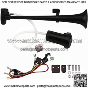 Train Horn for Truck, Super Loud Car Horn 150DB 12V, 18 " Single Trumpe Air Horn for Car Truck Train Motorcycle Boat (black single tube horn with wire, 12v)