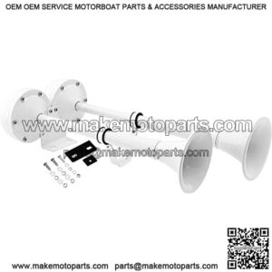 Horns Loud Powerful Dual Stainless Steel Trumpets Marine Electric Train Horn for Boats/RV/Trucks 12V White VXH2112MAR-W