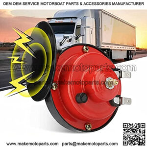 Train horn for truck 2pcs 12V Air Horn for Car Snail Electric Air Horn Marine Boat Loud Alarm Kit Boat Motorcycle Dual-tone Car Horn Loud Signal (Red)