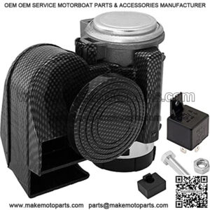 Horns Loud Powerful Dual-Tone Compact Electric Air Horn for Motorcycles/Cars/Boats/ATV Carbon Fiber Black 12V VXH1608CB