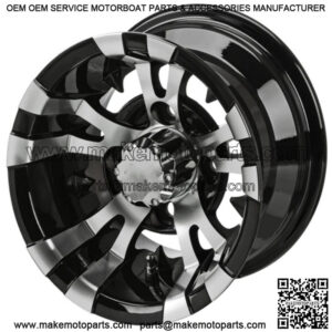 Revenge 10" Warlock Black & Machined Golf Cart Wheel 3:4 Offset