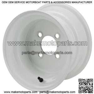 Revenge 10" White Steel Golf Cart Wheel 3:4 Offset