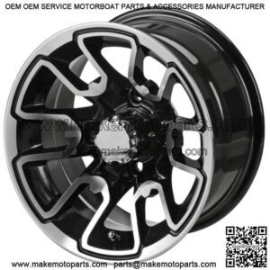 Revenge 12" Tombstone Black & Machined Golf Cart Wheel 3:4 Offset