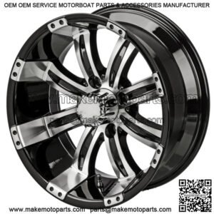 Revenge 12" Casino Black & Machined Golf Cart Wheel 3:4 Offset