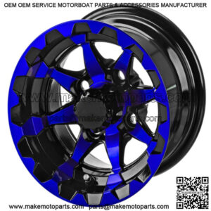 Revenge 10" Viper Black & Blue Golf Cart Wheel 3:4 Offset