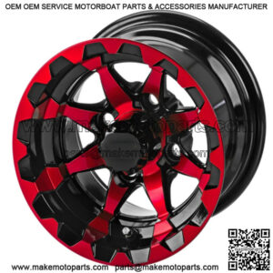 Revenge 10" Viper Black and Red Golf Cart Wheel 3:4 Offset