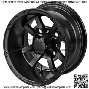 Revenge 10" Maltese Cross Matte Black Golf Cart Wheel 3:4 Offset