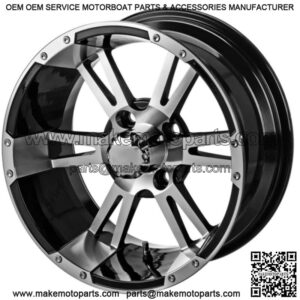Revenge 12x7 Raptor Black & Machined Golf Cart Wheel 3:4 Offset